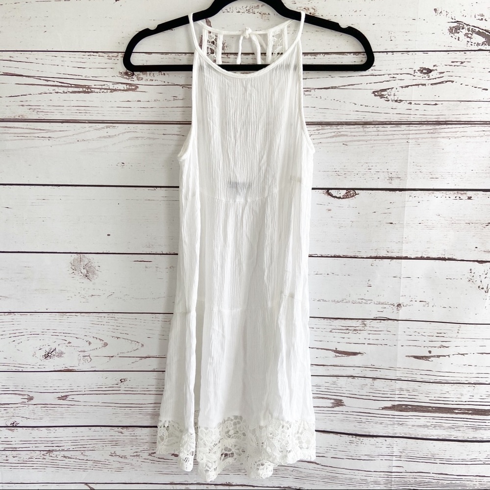 Kendall + Kylie White Lace Halter Mini Sun Dress